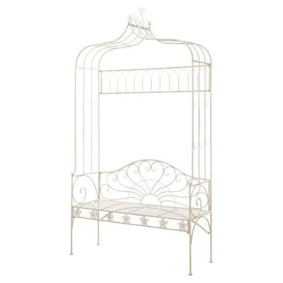 Piper 122cm Garden Bench - Antique White, Wrought Iron image