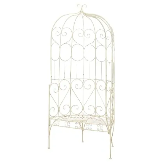 Piper 95cm Garden Bench - Antique White, Wrought Iron