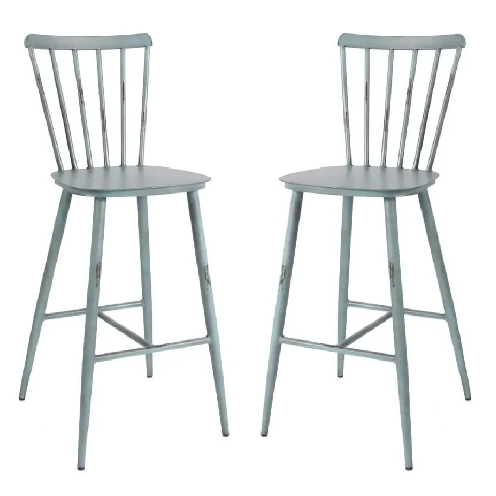 Piper Outdoor Bar Chairs Pair - Blue, Aluminium image