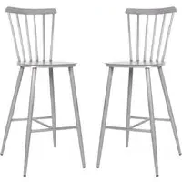 Piper Outdoor Bar Chairs Pair - Grey, Aluminium