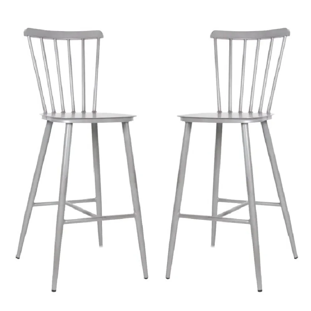 Piper Outdoor Bar Chairs Pair - Grey, Aluminium