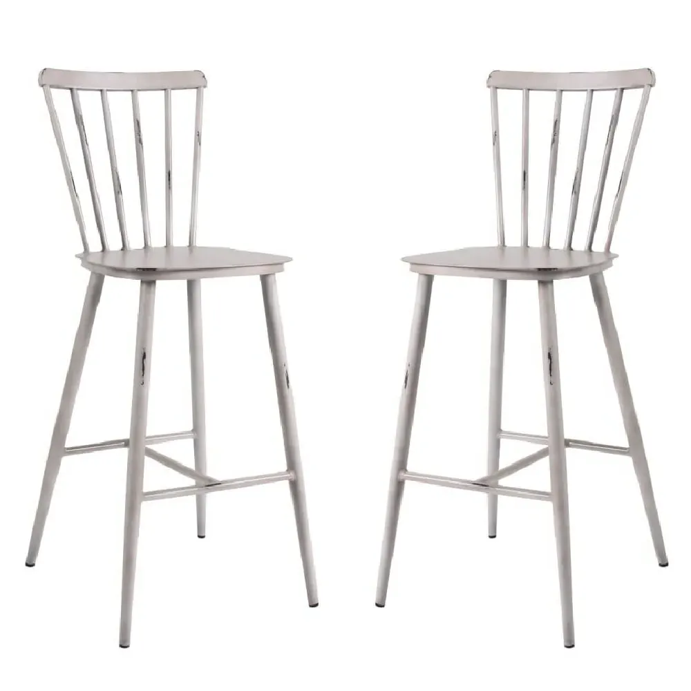 Piper Outdoor Bar Chairs Pair - White, Aluminium