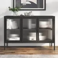 Piper Sideboard with 3 Doors - Black, Glass Steel