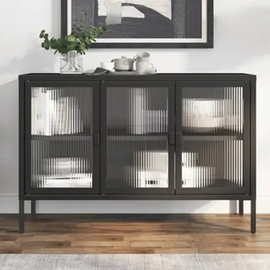 Piper Sideboard with 3 Doors - Black, Glass Steel