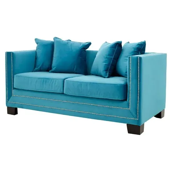 Pipirima 2-Seater Sofa - Cyan Blue, Velvet image