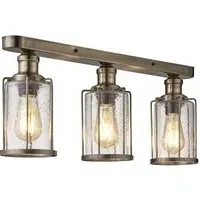 Pips 3-Light Bar Pendant Light - Antique Brass, Glass