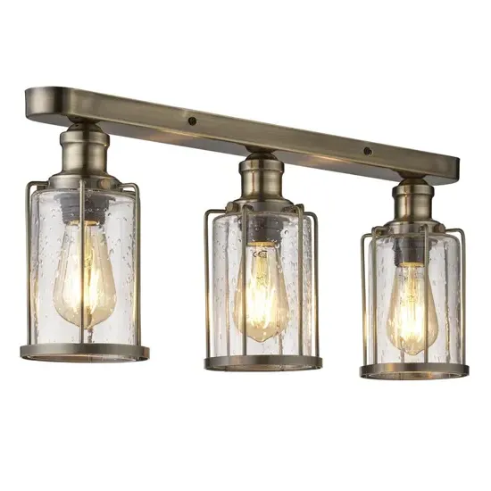 Pips 3-Light Bar Pendant Light - Antique Brass, Glass image