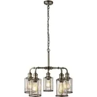 Pips 5-Light Bar Pendant Light - Antique Brass, Glass