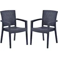 Piraeus Arm Chairs in Pair - Anthracite, Polypropylene
