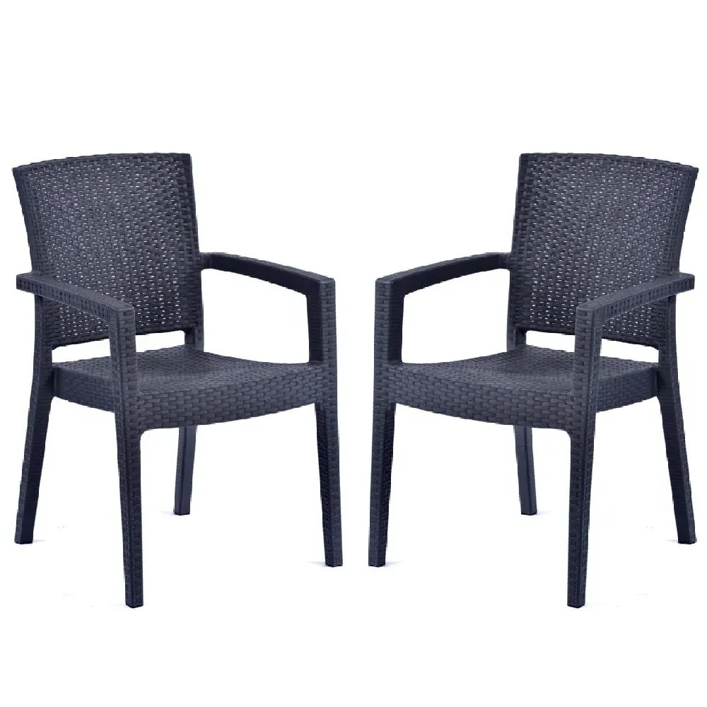 Piraeus Arm Chairs in Pair - Anthracite, Polypropylene image