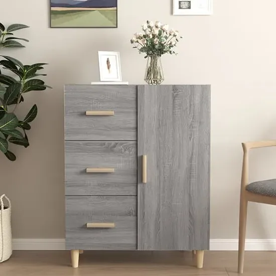 Pirro 1-Door 3-Drawer Sideboard - Grey, Engineered Wood
