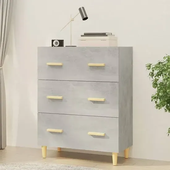 Pirro 3 Drawer Chest - Concrete Effect, Engineered Wood image