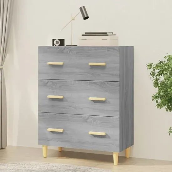 Pirro 3 Drawer Chest - Grey, Engineered Wood