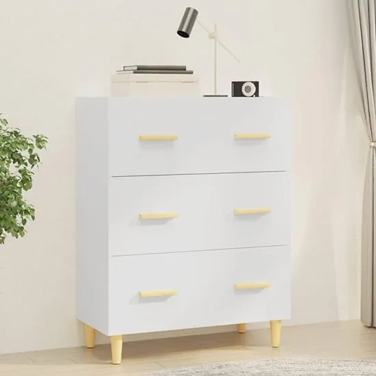 Pirro 3 Drawer Chest - White, Engineered Wood