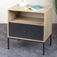 Pittsburg End Table with 1 Drawer - Oak, Black