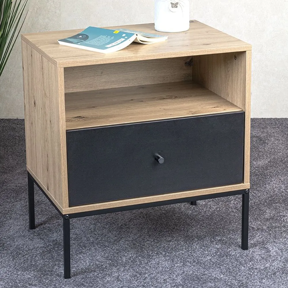 Pittsburg End Table with 1 Drawer - Oak, Black image