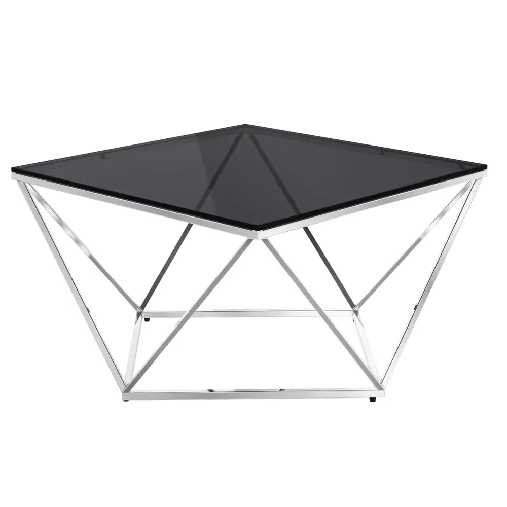 Pittsburgh Coffee Table - Smoked Glass, Stainless Steel