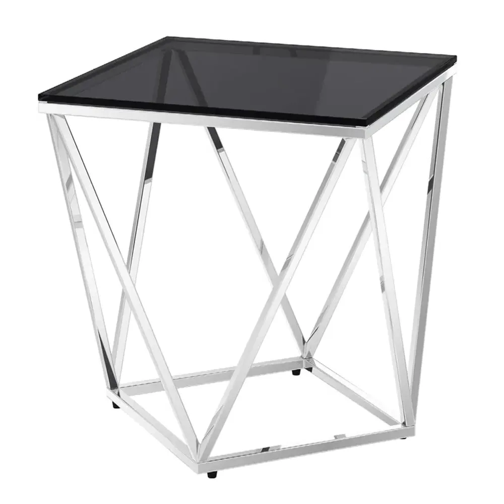 Pittsburgh Side Table - Smoked Glass, Stainless Steel image