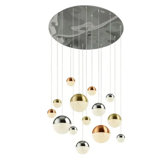 Planets 14 Drop Balls Pendant Light - Chrome, Steel image