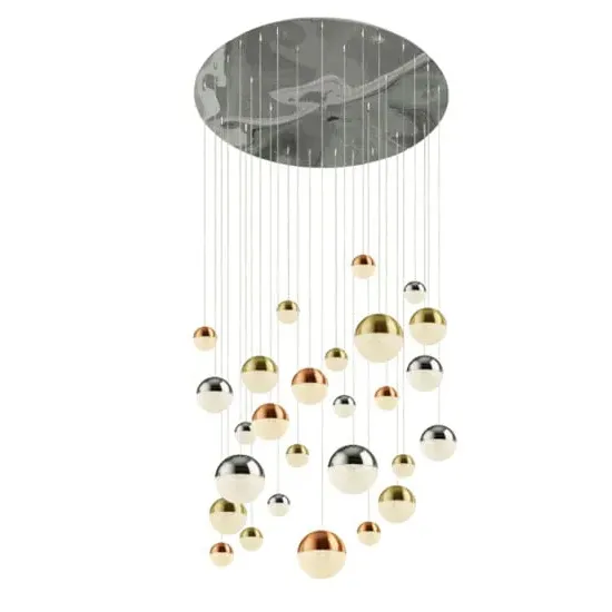 Planets 27 Drop Balls Pendant Light - Chrome, Steel