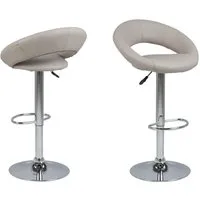 Plano Bar Stools with Chrome Base, Pair - Taupe, PU Leather alternate view