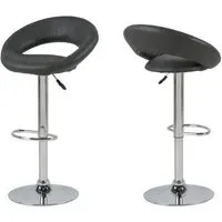 Plano Bar Stools with Gas Lift - Grey, PU Leather