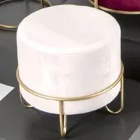 Plano Round Stool - Cream, Velvet