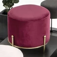 Plano Round Stool - Red, Velvet