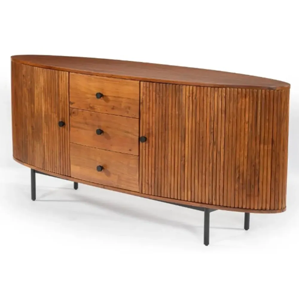 Plano Wooden Sideboard with 2 Doors 3 Drawers - Walnut image