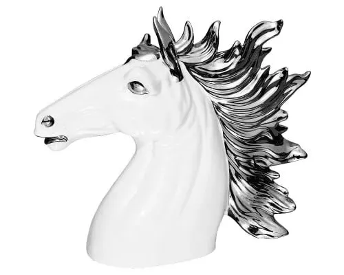 Platinum Fired Ceramic Horse Head Bust - Chrome, White product