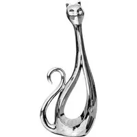 Platinum Tall Cat Sculpture - Silver, Ceramic alternate view