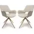 Playa Swivel Dining Chairs in Pair - Natural Fabric