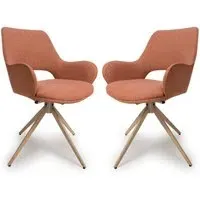 Playa Swivel Dining Chairs Pair - Brick, Fabric