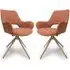 Playa Swivel Dining Chairs Pair - Brick, Fabric