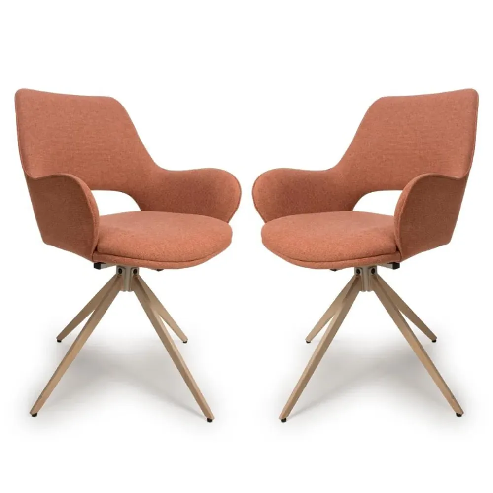 Playa Swivel Dining Chairs Pair - Brick, Fabric image