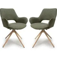 Playa Swivel Dining Chairs Pair - Sage, Fabric