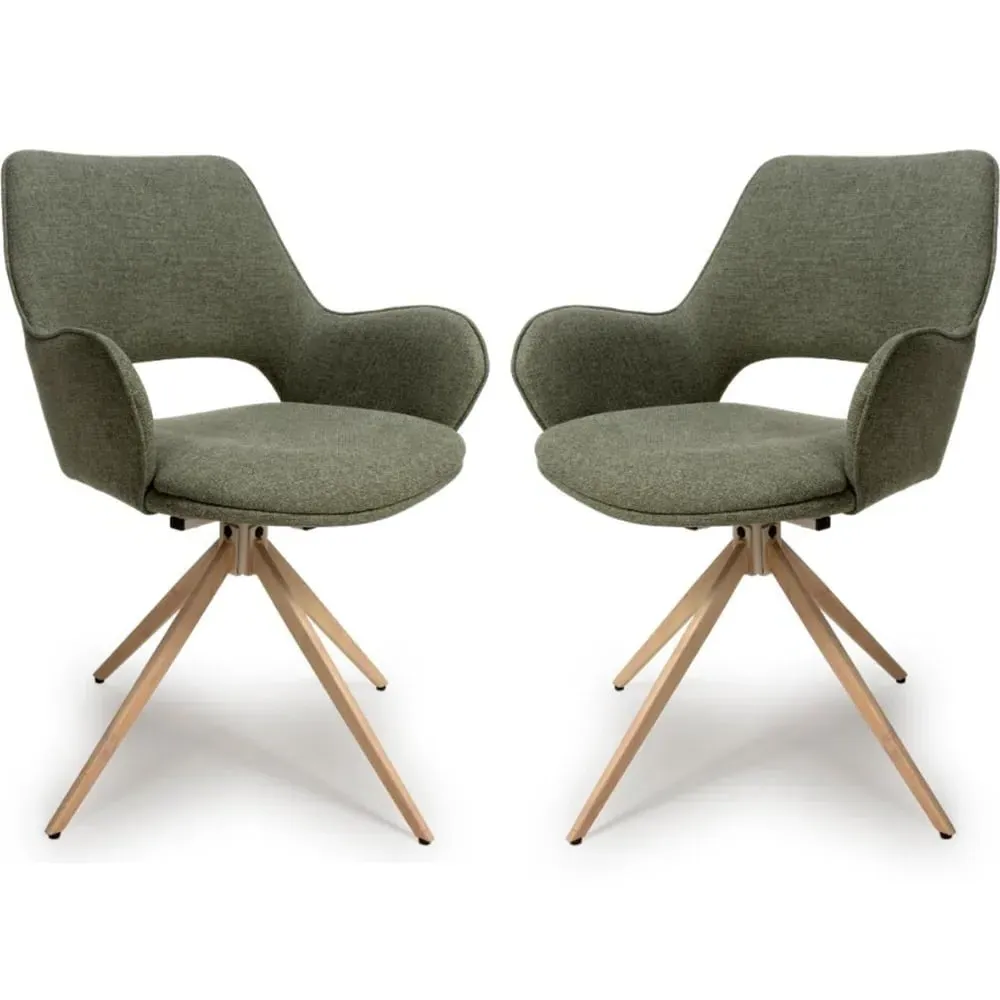 Playa Swivel Dining Chairs Pair - Sage, Fabric