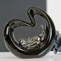 Playing Cat Sculpture with Ball - Black, Silver