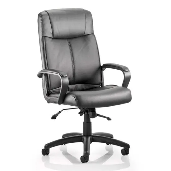 Plaza Executive Office Chair with Arms - Black, Leather