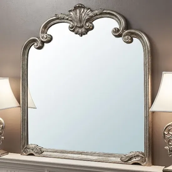 Plaza Rectangular Overmantle Mirror - Silver image