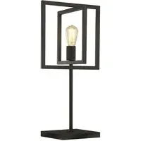 Plaza Square Metal Table Lamp - Matt Black
