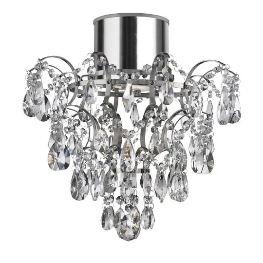 Pleades Flush Ceiling Light with Crystal Droplets - Chrome image