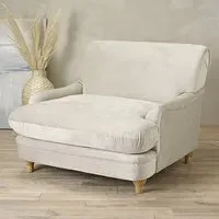 Plimpton Lounge Chair with Wooden Legs - Beige, Velvet