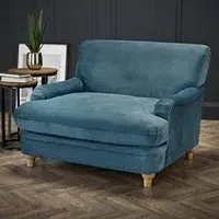 Plimpton Lounge Chair with Wooden Legs - Blue, Velvet