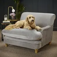 Plimpton Lounge Chair with Wooden Legs - Grey, Velvet