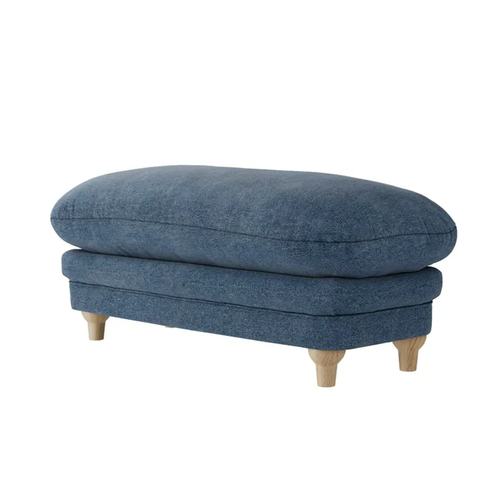 Plumpton Fabric Foot Stool - Denim Blue image