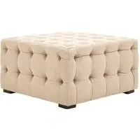 Poerava Upholstered Velvet Footstool - Beige