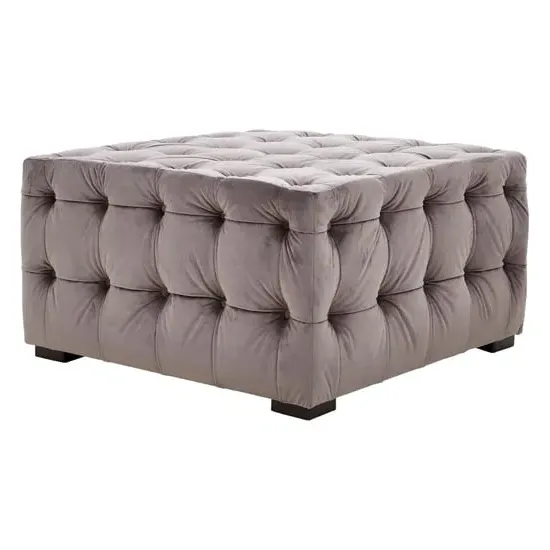 Poerava Upholstered Velvet Footstool - Grey