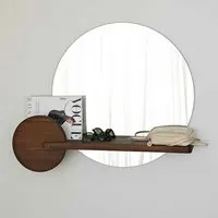 Points Glass Wall Mirror with Pine Wood Frame - Walnut alternate view