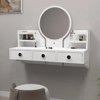 Polina Wall Mounted Dressing Table with Mirror - White alternate view